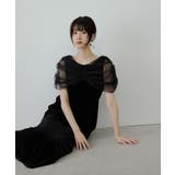 niana ニアナ ラインストーンチュールオフショルベロアドレス | Fashion Letter | 詳細画像8 