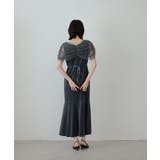 niana ニアナ ラインストーンチュールオフショルベロアドレス | Fashion Letter | 詳細画像13 