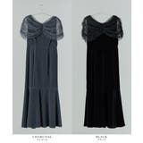 niana ニアナ ラインストーンチュールオフショルベロアドレス | Fashion Letter | 詳細画像16 