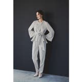 ベージュ | niana ニアナ リボンペプラムブラウスパンツスーツ | Fashion Letter