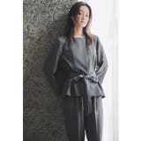 チャコール | niana ニアナ リボンペプラムブラウスパンツスーツ | Fashion Letter