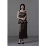 ブラウン | niana ニアナ ワッシャーサテンペプラムキャミドレス | Fashion Letter