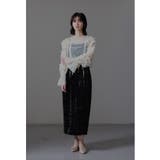 アイボリー×ブラック | niana ニアナ チュールトップスクラッシュベロアドレス | Fashion Letter