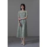 ライトグリーン | niana ニアナ ラメレースドレープフレアドレス | Fashion Letter