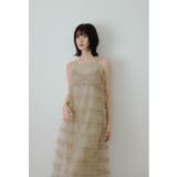 ベージュ | niana ニアナ フリルラインガーリードレス | Fashion Letter