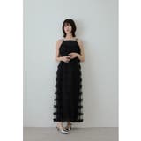 ブラック | niana ニアナ フリルラインガーリードレス | Fashion Letter