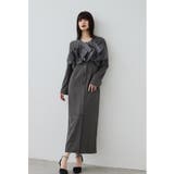 チャコール | niana ニアナ ラッフルオーガンザドレス | Fashion Letter