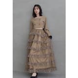 ベージュ | niana ニアナ ティアードチュールスカートジャケットセットアップ | Fashion Letter