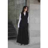 ブラック | niana ニアナ アシンメトリーサイドベルトジレラップパンツスーツ | Fashion Letter