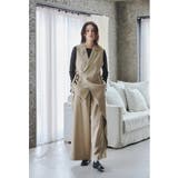 ベージュ | niana ニアナ アシンメトリーサイドベルトジレラップパンツスーツ | Fashion Letter