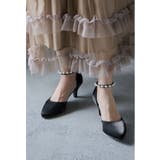 ブラック | niana ニアナ パールアンクルベルトサテンパンプス | Fashion Letter
