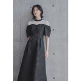 ブラック | niana ニアナ フラワージャガードフレアドレス | Fashion Letter