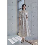 ベージュ | niana ニアナ フラワージャガードフレアドレス | Fashion Letter