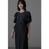ブラック×ホワイト | niana ニアナ バブルスリーブジャガードドレス | Fashion Letter