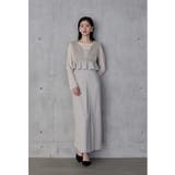 グレージュ | niana ニアナ チュールフリルペプラムドレス | Fashion Letter