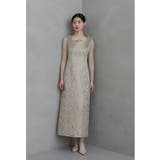 ベージュ | niana ニアナ ショルダーフリルジャガードドレス | Fashion Letter