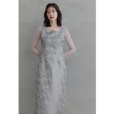 グレー | niana ニアナ ショルダーフリルジャガードドレス | Fashion Letter