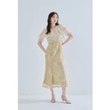 ベージュ | niana ニアナ フリルブラウススパンコールレースドレス | Fashion Letter