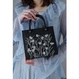 ブラック | niana ニアナ ボタニカル刺繍ラメハンドバッグ | Fashion Letter