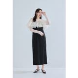 ベージュ×ブラック | niana ニアナ フローティングラッフルマルチスリーブドレス | Fashion Letter