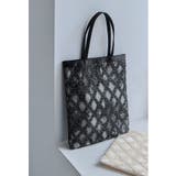ブラック | niana ニアナ 格子柄レースサテントートバッグ | Fashion Letter