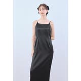 ブラック | niana ニアナ グロッシーサテンドレス | Fashion Letter