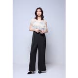 ベージュ×ブラック | niana ニアナ シマーラッフルオールインワン | Fashion Letter