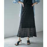ブラック | マーメイドレーススカート ロング 花柄 | Fashion Letter