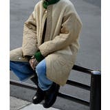 ベージュ | etoll エトル ノーカラーボア切替キルトコート | Fashion Letter