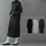 etoll エトル ハーフジップリブニットワンピース | Fashion Letter | 詳細画像1