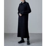 ブラック | etoll エトル ハーフジップリブニットワンピース | Fashion Letter