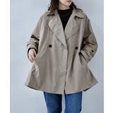 グレージュ | etoll エトル トレンチ風Aラインミドルコート | Fashion Letter