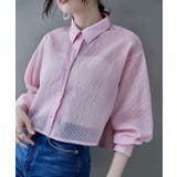 ピンク | etoll エトル シアーショートストライプシャツ | Fashion Letter