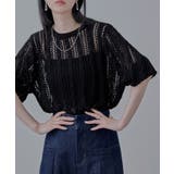 ブラック | etoll エトル 透かし編みケーブルニットプルオーバー | Fashion Letter