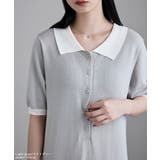 etoll エトル バイカラーポロ襟ニットワンピース | Fashion Letter | 詳細画像10 