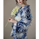 H：乱菊 浅縹 | asaka アサカ 綿麻仕立て上がり浴衣＋しわ兵児帯 | Fashion Letter