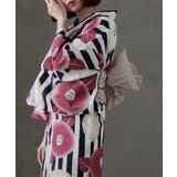 I:縦縞模様とぼかし椿 葡萄色 | asaka アサカ 大人浴衣ブランドasaka | Fashion Letter