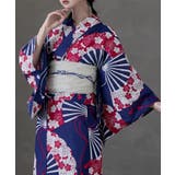 J:扇子と桜 瑠璃紺 | asaka アサカ 大人浴衣ブランドasaka | Fashion Letter