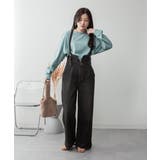 ブラック | aity アイティ サスペンダー付きデニムハイウェストワイドパンツ | Fashion Letter