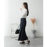 ワンウォッシュネイビー | aity アイティ サイドタックデニムロングフレアスカート | Fashion Letter