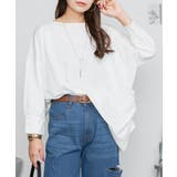 ホワイト | aity アイティ アシメトリー裾タックロングスリーブTシャツ | Fashion Letter