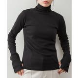 ブラック | aity アイティ ハイネック指穴付きカットソー | Fashion Letter