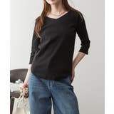 ブラック | aity アイティ Vネック7分袖カットソー | Fashion Letter