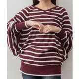 バーガンディー | aity アイティ Vネックボーダードルマンニット | Fashion Letter