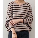 グレーベージュ | aity アイティ Vネックボーダードルマンニット | Fashion Letter