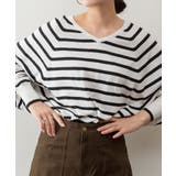 オフホワイト | aity アイティ Vネックボーダードルマンニット | Fashion Letter