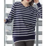 ネイビー | aity アイティ Vネックボーダーニット | Fashion Letter