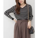 aity アイティ ボーダーVネックリブニット | Fashion Letter | 詳細画像4 