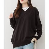 ブラック | aity アイティ Vネックリブドルマンセーター | Fashion Letter