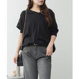 ブラック | aity アイティ ドルマンシルエット5分袖サマーニット | Fashion Letter